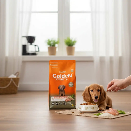Ração Golden Mini Bits Cães Filhote 10 Kg - Frango e Arroz | Caprili Shop - Para Cachorro