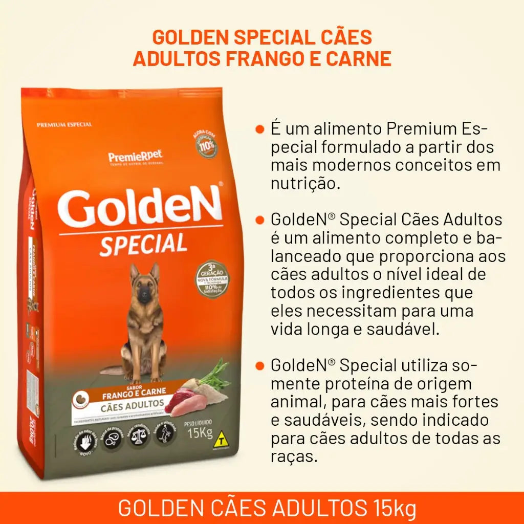 Ração Golden Special para Cães Adultos Original Carne e Frango 15kg | Caprioli Shop Para Cachorro