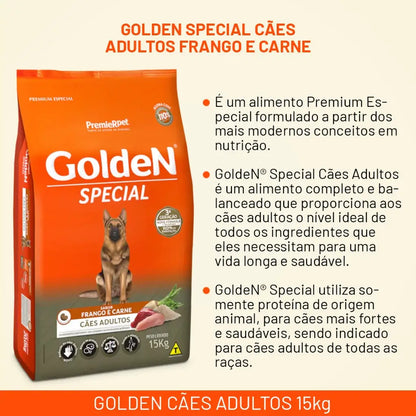Ração Golden Special para Cães Adultos Original Carne e Frango 15kg | Caprioli Shop Para Cachorro