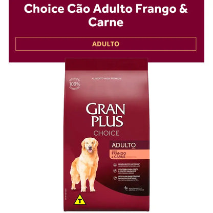 Ração GranPlus Choice Cães Adultos 15 Kg - Nutrição Balanceada | Caprili Shop - Para Cachorro