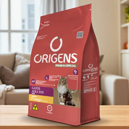 Ração Origens Gatos Adultos - Frango e Vitaminas para Pelagem Brilhante | Caprili Shop