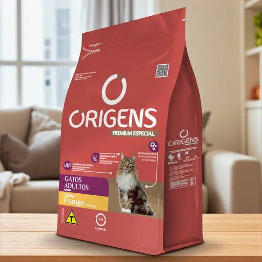 Ração Origens Gatos Adultos - Frango e Vitaminas para Pelagem Brilhante | Caprili Shop