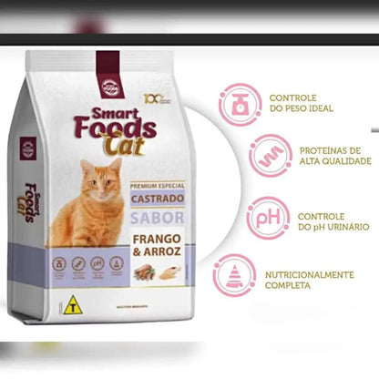 Ração Smart Foods Cat para Gatos Castrados - 10,1 Kg - Frango e Arroz | Caprili Shop