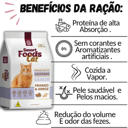 Ração Smart Foods Cat para Gatos Castrados - 10,1 Kg - Frango e Arroz | Caprili Shop