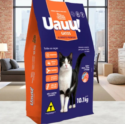 Ração Uauu Premium Gatos -Sabor Peixe Frango Carne | Caprili Shop