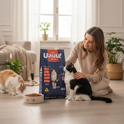 Ração Uauu Premium Gatos -Sabor Peixe Frango Carne | Caprili Shop