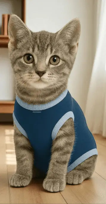 Roupa Protetora Pós Castração para Gatos Conforto e Estilo | Caprioli Shop roupas acessórios gatos Tamanho 5 Macho / 1