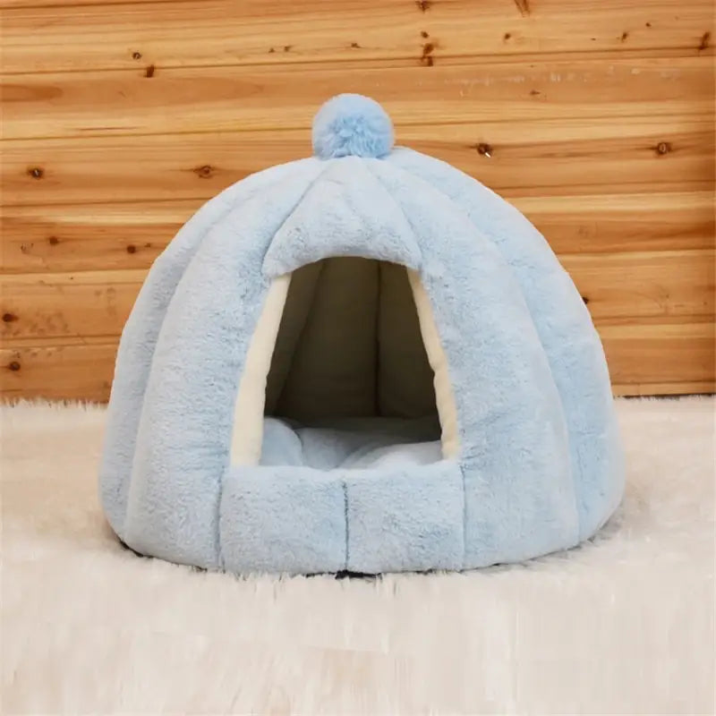 Toca Pet House Acolhedora com Almofada Removível | Caprioli Inter Caminha e casinha para Cachorro Azul / P