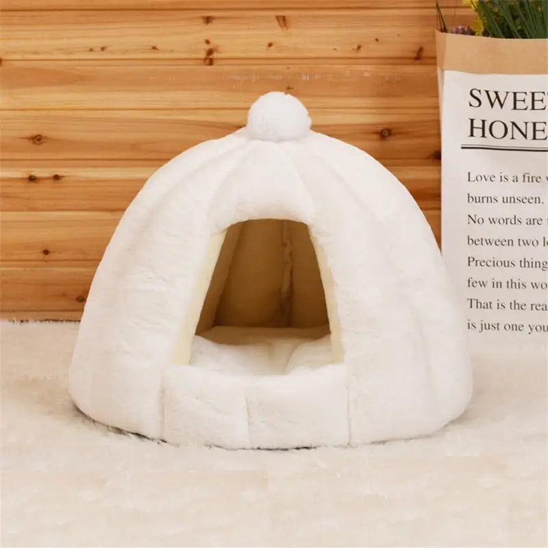 Toca Pet House Acolhedora com Almofada Removível | Caprioli Inter Caminha e casinha para Cachorro Branco / P