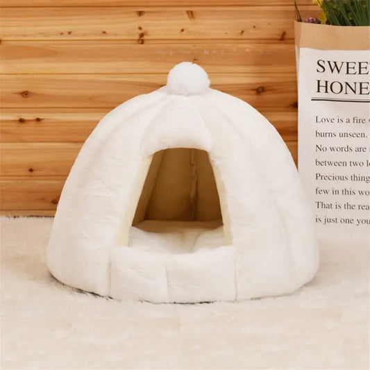Toca Pet House Acolhedora com Almofada Removível | Caprioli Inter Caminha e casinha para Cachorro Branco / P